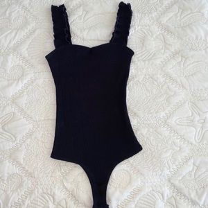 Black Ruffled Body Suit